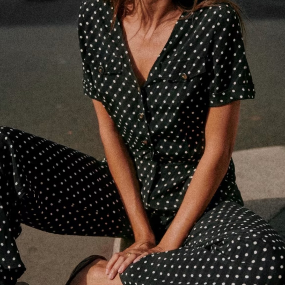 SÉZANE jumpsuit rayon black and white polka dots SIZE EU 38/US 6